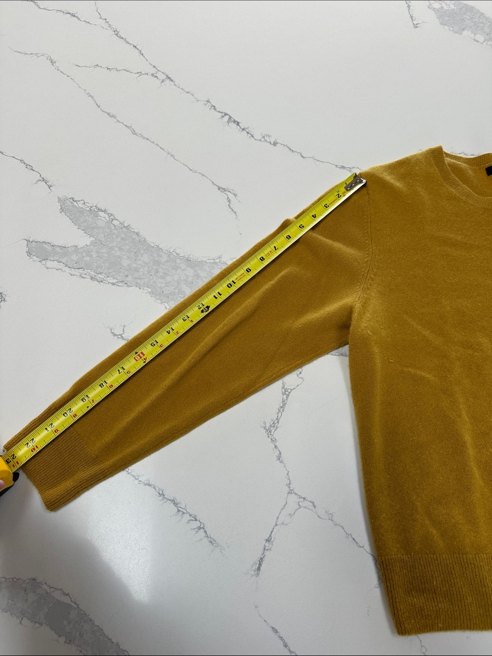 Quince Men's Crewneck Sweater in Mustard Yellow - Picture 3 of 4